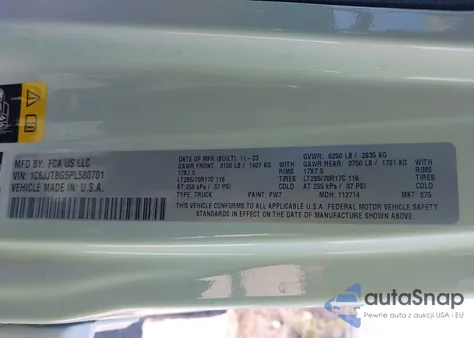 2023 Jeep Gladiator Rubicon 4X4 from USA, damaged, VIN 1C6JJTBG5PL580701